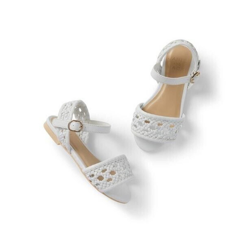 JACK AND JANIE‎ GIRLS WHITE BASKETWEAVE SANDALS SIZE 7